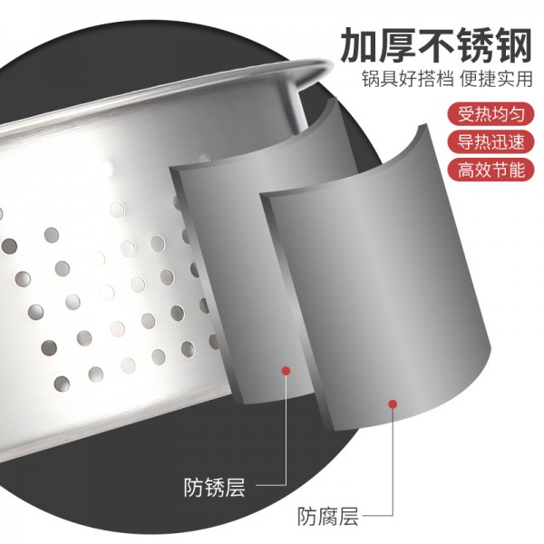 加厚不锈钢304家用蒸格全孔无磁蒸笼格美的苏泊尔电饭煲蒸汽笼003 (2)