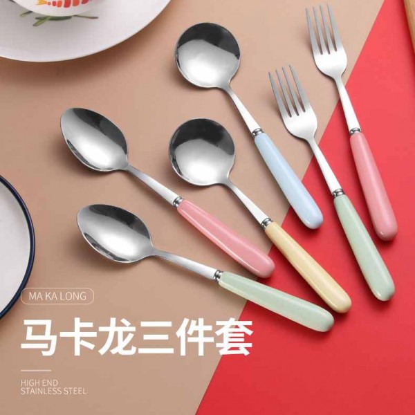 马卡龙陶瓷勺叉_Jc
