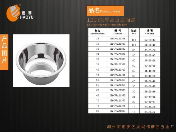 1.3加深厚高反边面盆