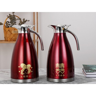 不锈钢保温壶双层真空暖水瓶婚庆礼品陪嫁家用热水壶2L