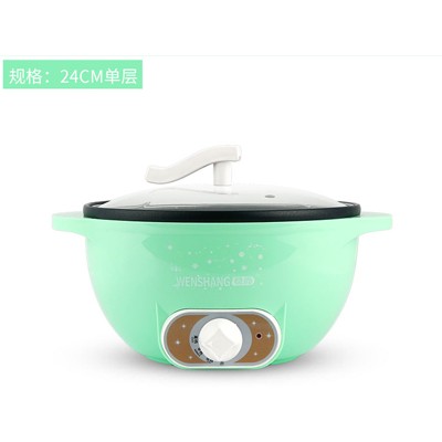 双耳锅电煮锅 绿色 24cm单层
