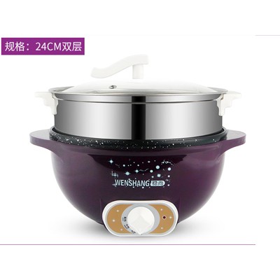 双耳锅电煮锅 紫色 24cm双层