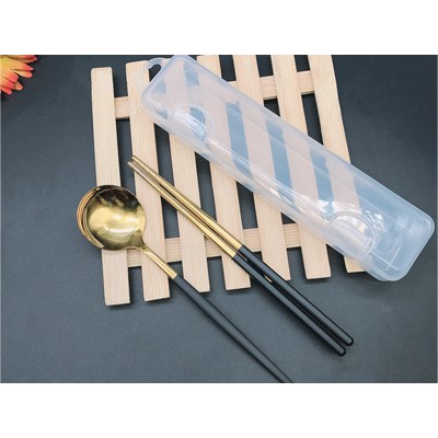 双色筷子 勺子（黑）