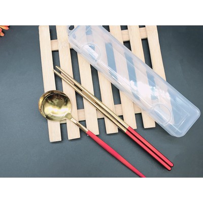 双色筷子 勺子（红）