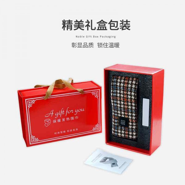 发热保暖围巾，千鸟格，咖格 (2)