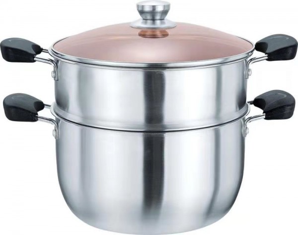 复合钢蒸汤锅 规格：22-24-26CM 材质：201和304