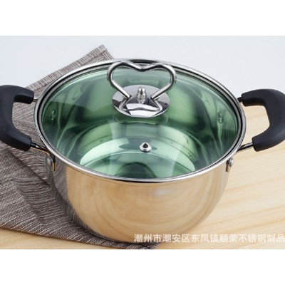 加厚复底无磁不锈钢汤锅电磁炉通用双耳加厚版