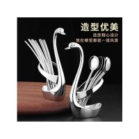 时尚创意合金天鹅座水果签餐具套装