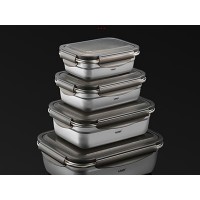 304不锈钢保鲜盒冰箱收纳盒加厚密封泡菜桶冷冻整理盒食物盒