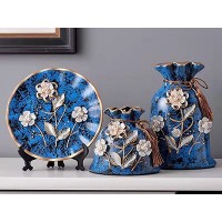 荷口深蓝立体花三件套