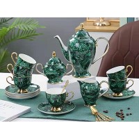 外贸欧式古典轻奢骨瓷咖啡杯碟套装翡翠绿酒店陶瓷杯