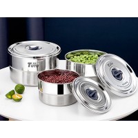 304不锈钢圆形密封保鲜盒600、1000、1600ML