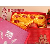 喜佳盟结婚婚庆用品红色茶具套装
