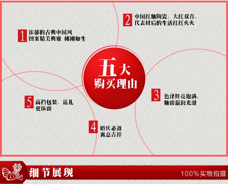 中式结婚婚庆用品高脚碗套装陶瓷米饭汤面大红碗龙凤百年好合礼品 (9)