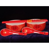 婚庆用品金剪纸喜陶瓷餐具套装