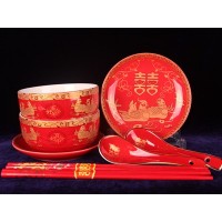婚庆用品鸳鸯戏水陶瓷餐具套装