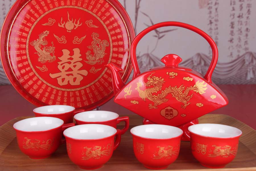 婚庆龙凤喜茶具01
