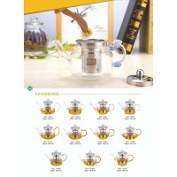 集香高硼硅玻璃茶壶304钢网内胆钢盖精抛可明火加热玻璃茶壶