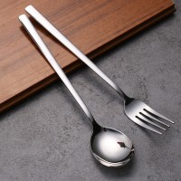 不锈钢勺子调羹韩式创意长勺吃饭勺叉套装长柄勺家用成人汤匙