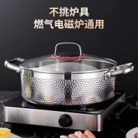 316不锈钢24CM锤纹单层汤锅