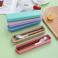 不锈钢勺子鸡翅木套装便携二件套