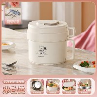 雅佳莱泡面碗学生带盖泡方便面碗不锈钢宿舍饭盒上班族食堂打饭碗快餐杯 奶白色