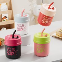 网红硅胶吸管杯便携塑料高颜值咖啡杯开业活动小礼品定制logo图案